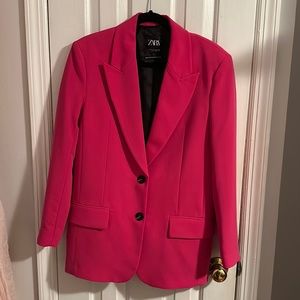 Zara Oversized Pink Blazer w Black Buttons